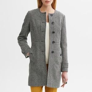 Banana Republic Collarless Houndstooth Wool Coat
